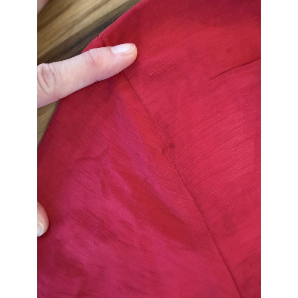 Eileen Fisher XS S Red Silk Linen Two Piece Button Shirt Pants Set Quiet Luxury - Picture 8 of 13